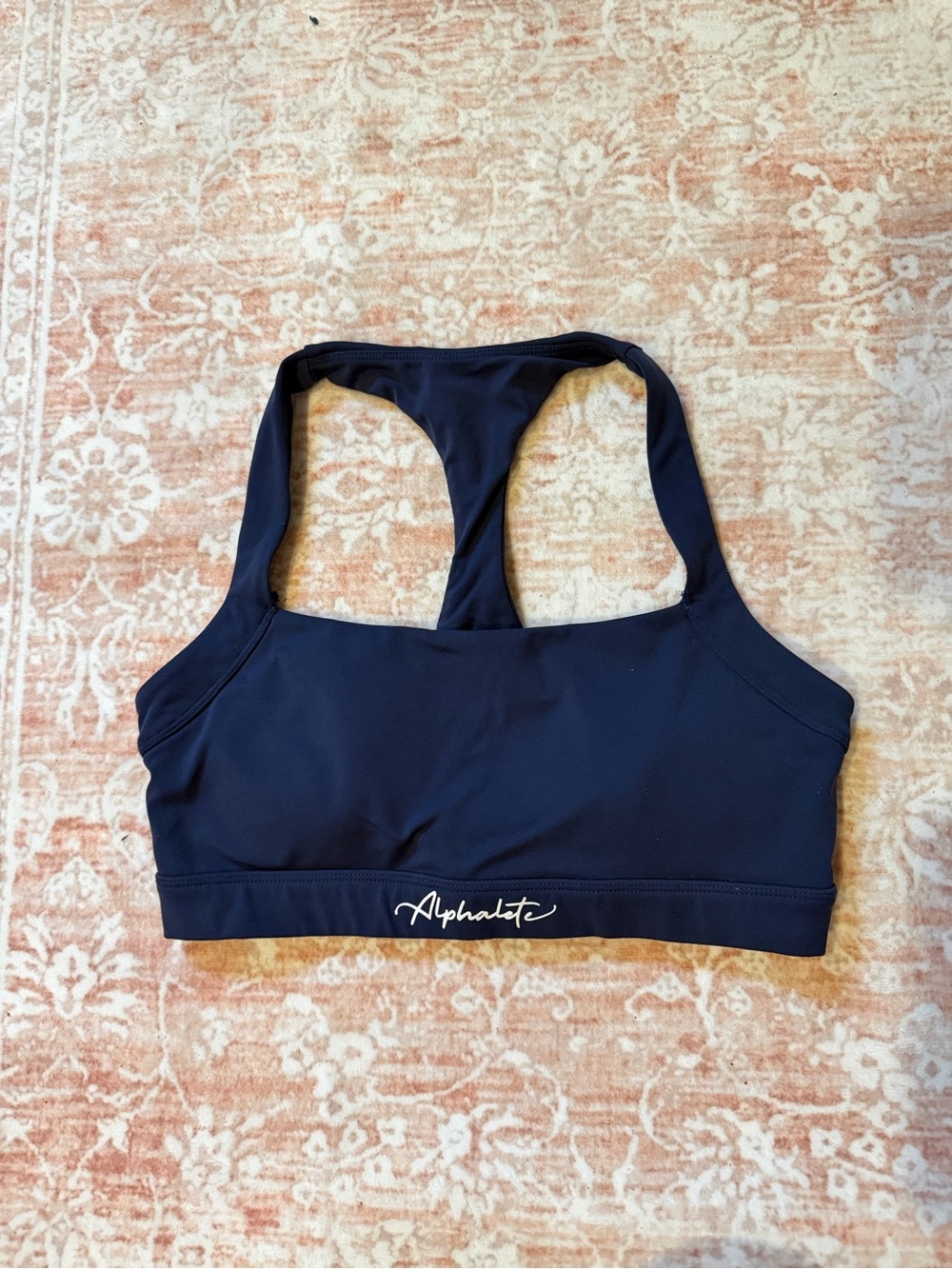 Alphalete Navy Racerback Sports Bra with Logo Size Small